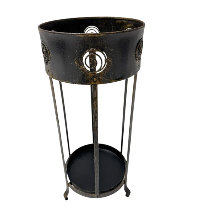 Vienna Secession Patinated Metal Umbrella Stand, 1900s